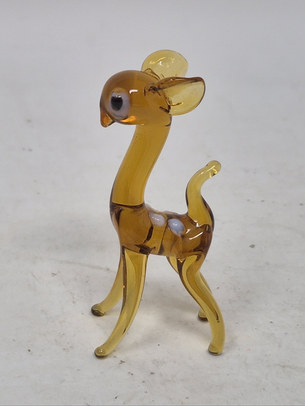Vintage Hand Blown Miniture Art Glass Deer Figurine